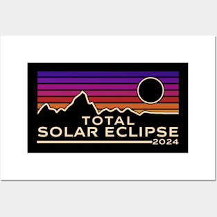 Total Solar Eclipse 2024 / Retro Design Style Posters and Art